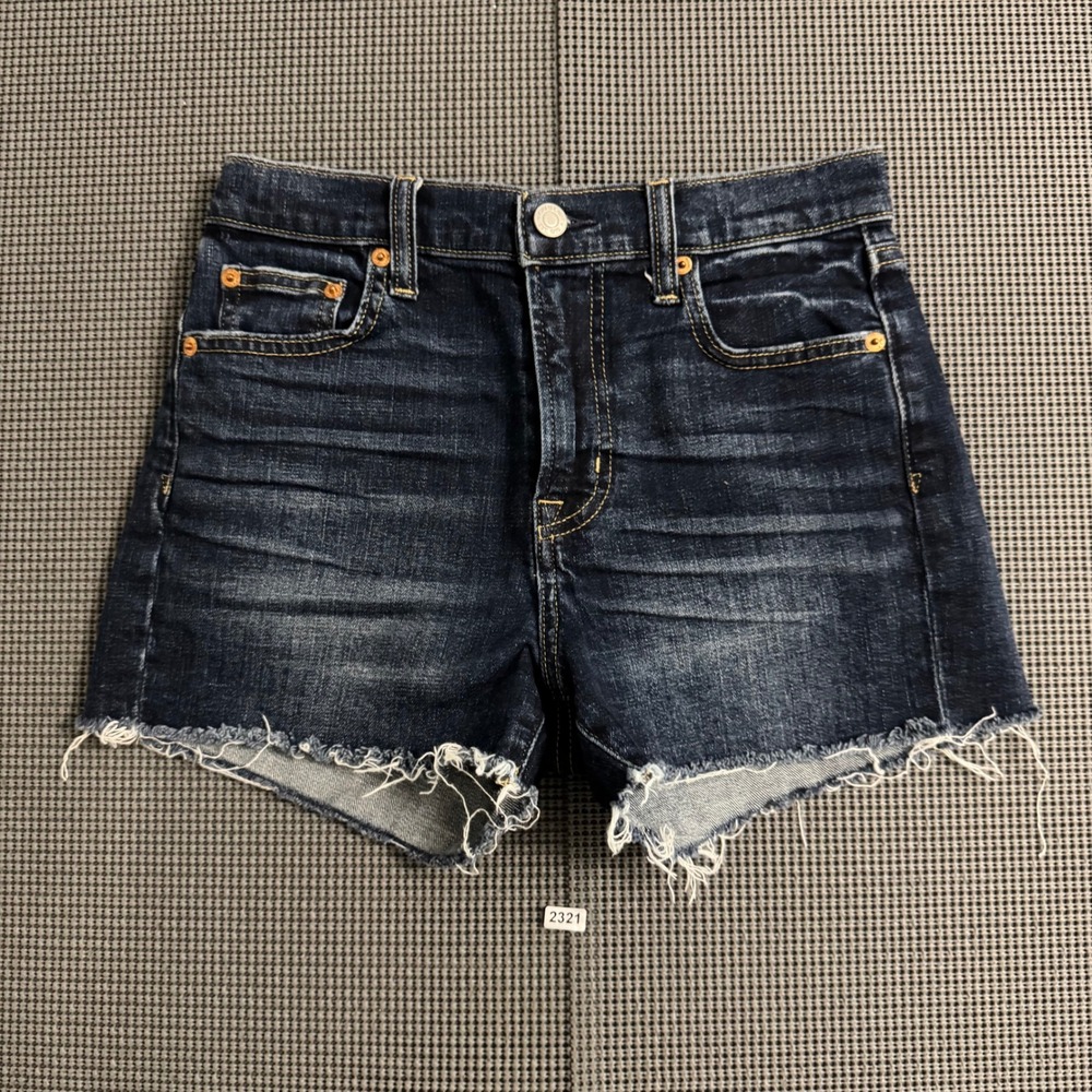Gap Denim Womens 0P 25 Dark Wash High Rise 4 Inch Raw Hem Jean Shorts Indigo